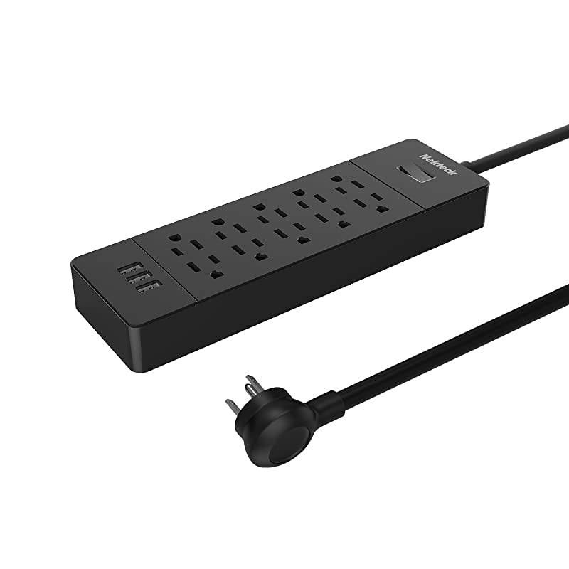 Power StripSurge Protector Flat Wall Plug with 10 AC Outlets 15W 3Port USB Charger for iPhone iPad Samsung Galaxys Nexus Tablets HTC M9 Motorola LG and More 48ft Cord 10AC 3 USB