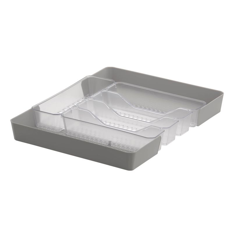 10"x13" Hexa 5-Divider Expandable Silverware Tray (Expands up to 16.75") Clear - Spectrum Diversified