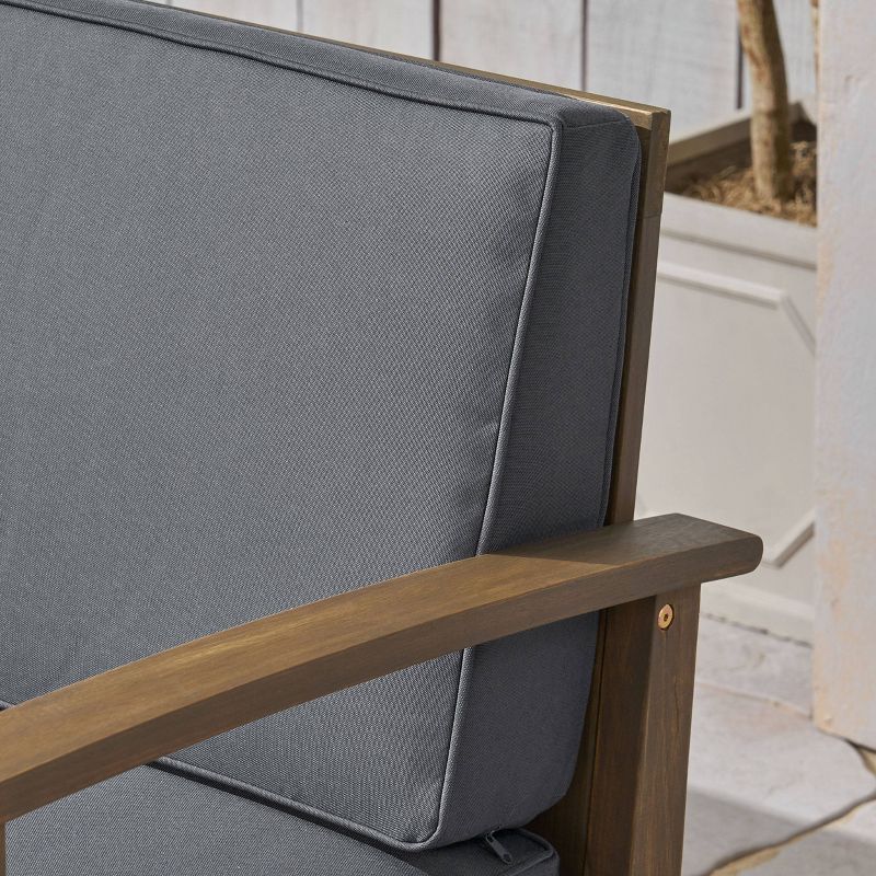 Perla 9pc Acacia Wood Sofa Conversational Set Gray/Dark Gray - Christopher Knight Home