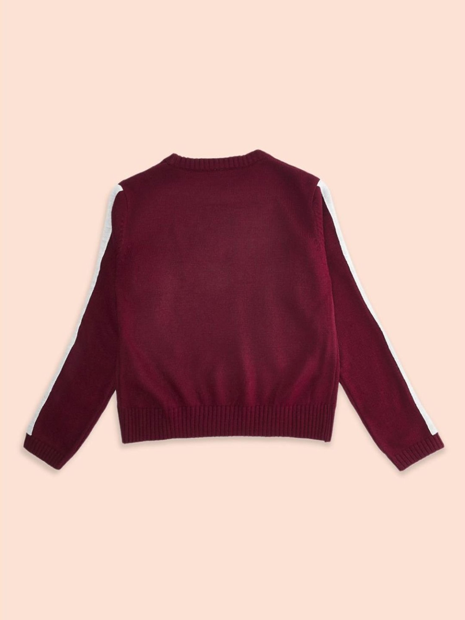 KIDS ONLY Maroon Textured Pattern Full Sleeves Sweater