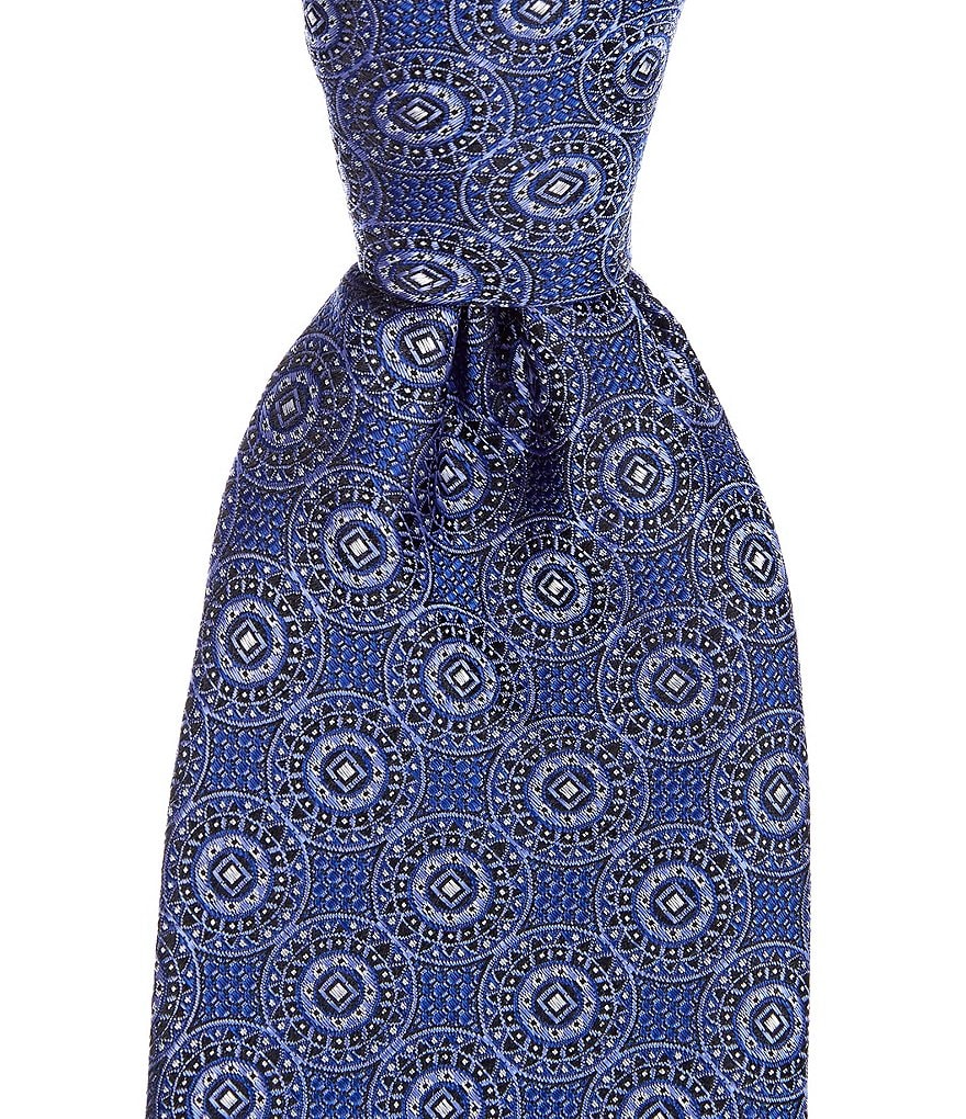 Roundtree & Yorke Big & Tall Carlisle Stripe Traditional 3 3/8#double; Silk Tie