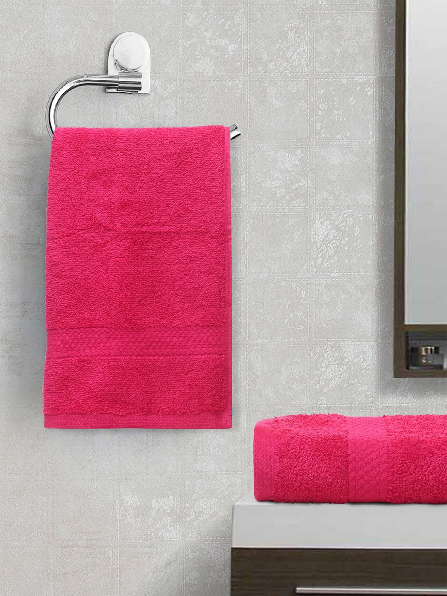 Spaces Colorfas Pink 480 GSM Cotton Hand Towel Set of 2