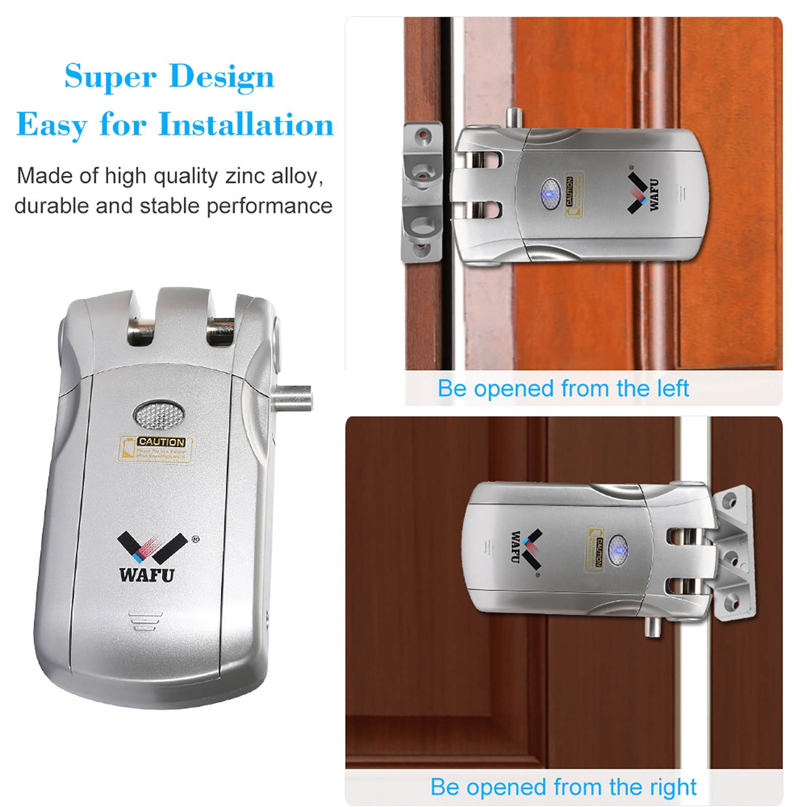 WAFU HF-018W WiFi Smart Electronic Lock Tuya / SmartLife Lock Remote Control Invisible Keyless Entry Door Lock Zinc Alloy Metal Smart Door Lock  iOS Android APP Unlocking with 4 Remote Controllers