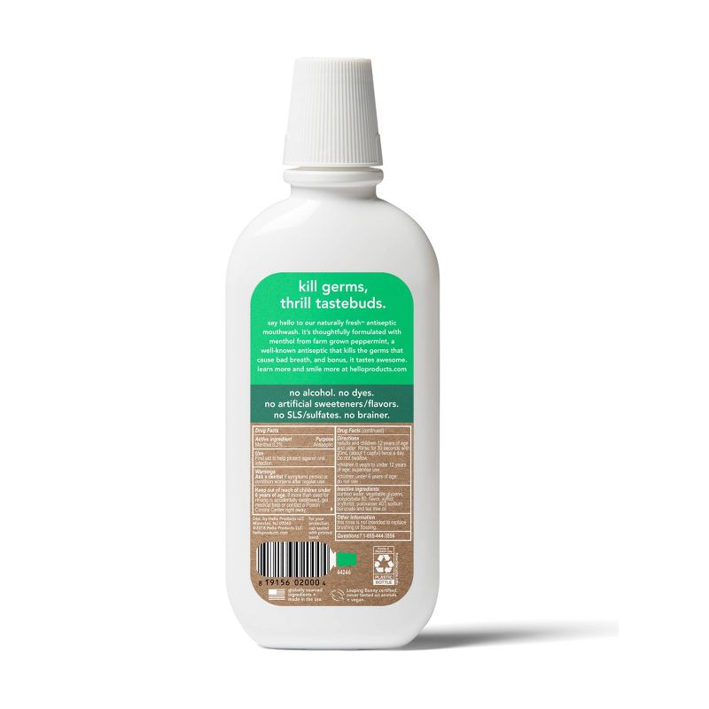 hello Naturally Fresh Antiseptic Mouthwash , Alcohol Free and Vegan , 473ml
