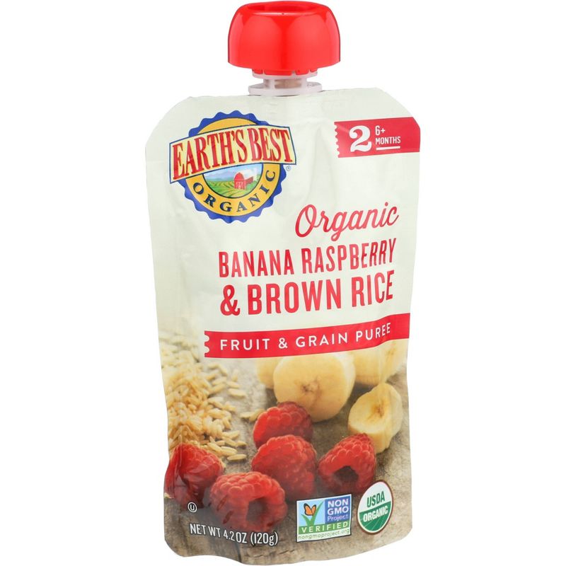 Earth's Best Organic Banana Raspberry & Brown Rice Baby Food Pouch - 4.2oz
