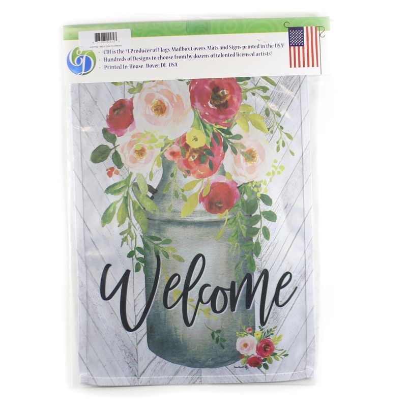 Home & Garden 17.75" Milk Can Full Of Flowers Flag Printed In The Usa Custom Decor  -  Flags