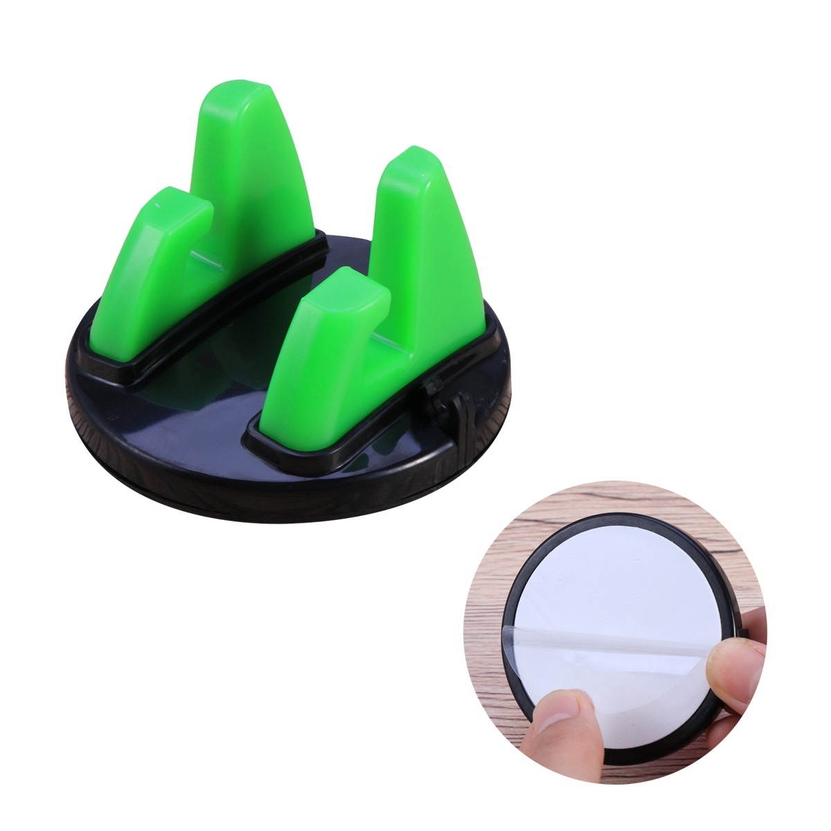 Multifunctional Vehicle Mounted Mobile Phone Navigation Support Holder Silicone Car Adhesive GPS Desktop Stand Bracket for Phones (Black)