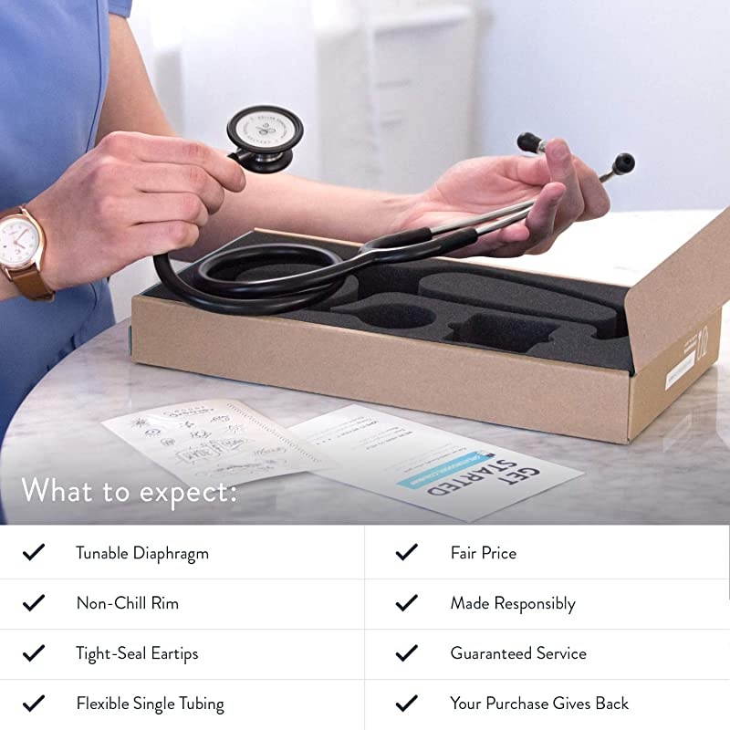 DualHead Stethoscope Classic Design for Routine Physical Assessing Basic Heart and Lung Examinations Black Steel
