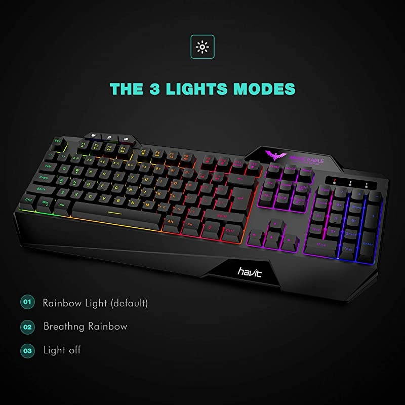 Wired Gaming Keyboard Mouse Combo LED Rainbow Backlit Gaming Keyboard RGB Gaming Mouse Ergonomic Wrist Rest 104 Keys Keyboard Mouse 4800 DPI for Windows & Mac PC Gamers (Black)