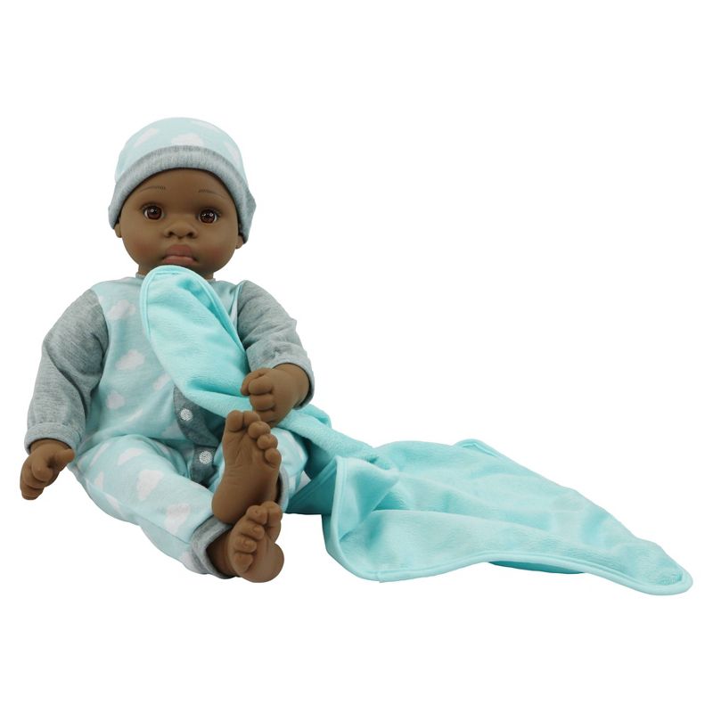 18" Sweet and Happy Baby with Blanket - Blue Cloud Pajamas