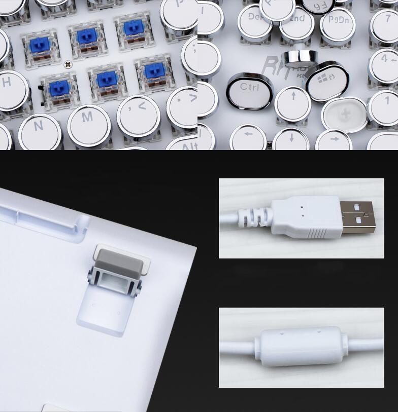 Royal Kludge RKS108 Retro Punk Version RGB Backlit USB Wired Mechanical Gaming Keyboard, N-key Rollover