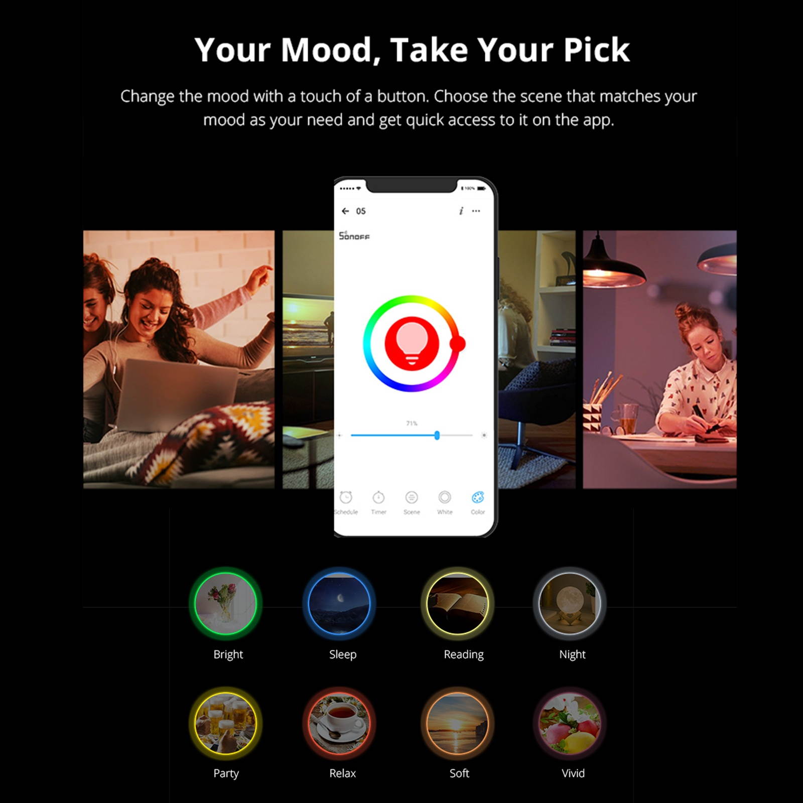 SONOFF B05-B-A60 Itead 12W WiFi Smart Light Bulb E27 LED Lamp RGB Colorful Light Compatible with Alexa/Google Home for Voice Control Dimmable Timer Function Bulb