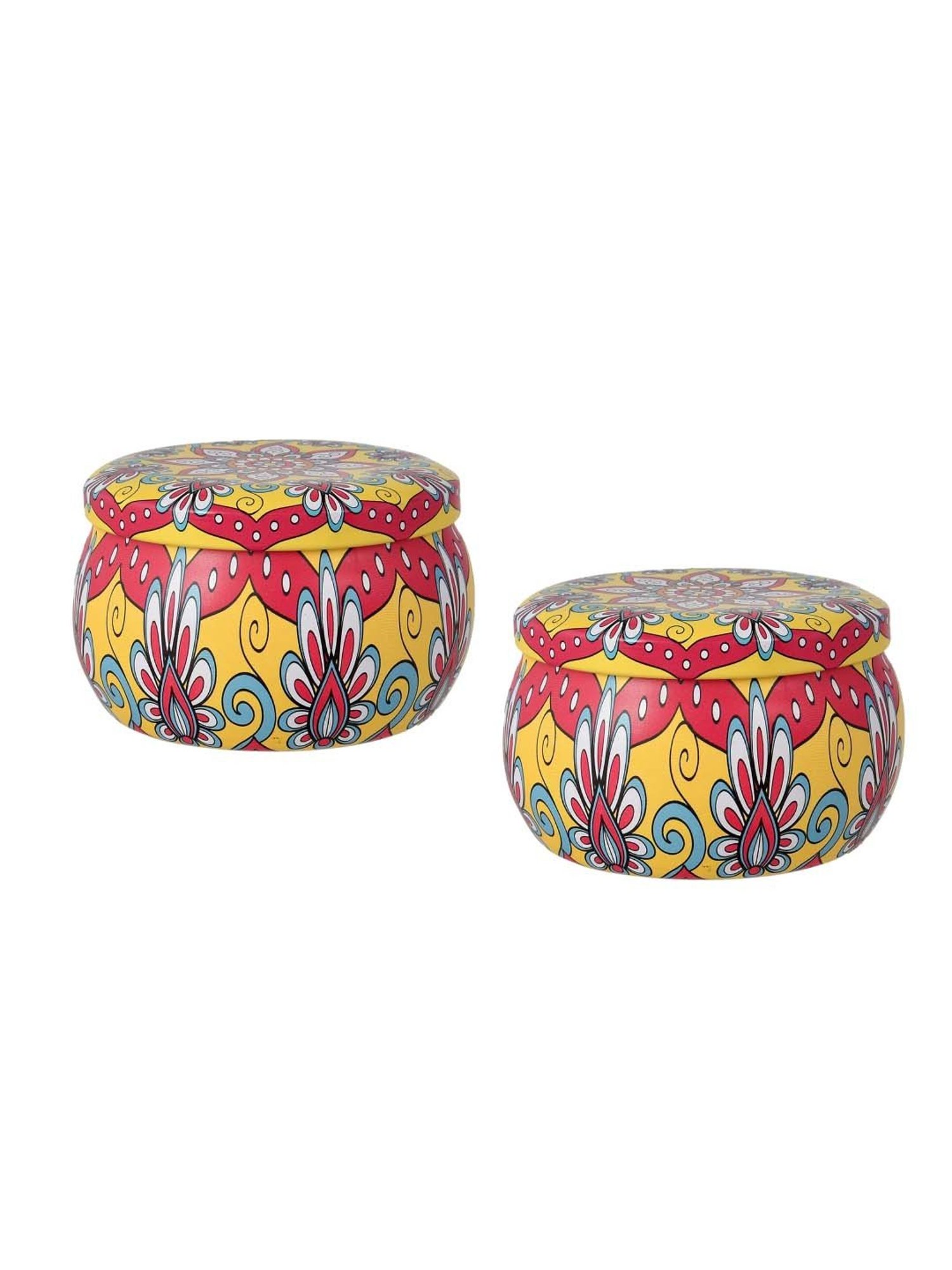 TAYHAA Yellow & Red Wax Printed Candle Jar