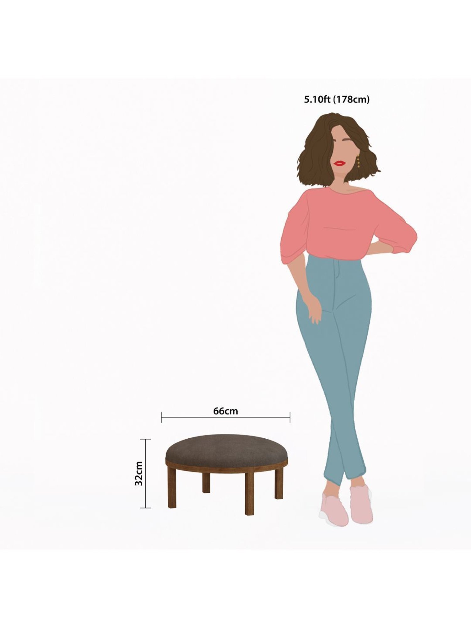 Chumbak Bohemian Coal Brown Sheesham Wood Ottoman