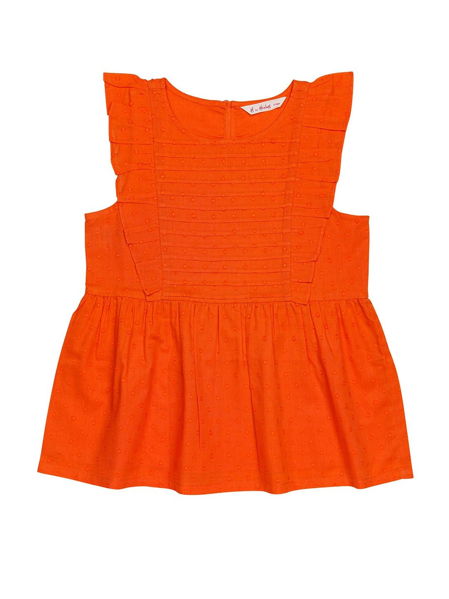 H by Hamleys Girls Orange Solid Peplum Top