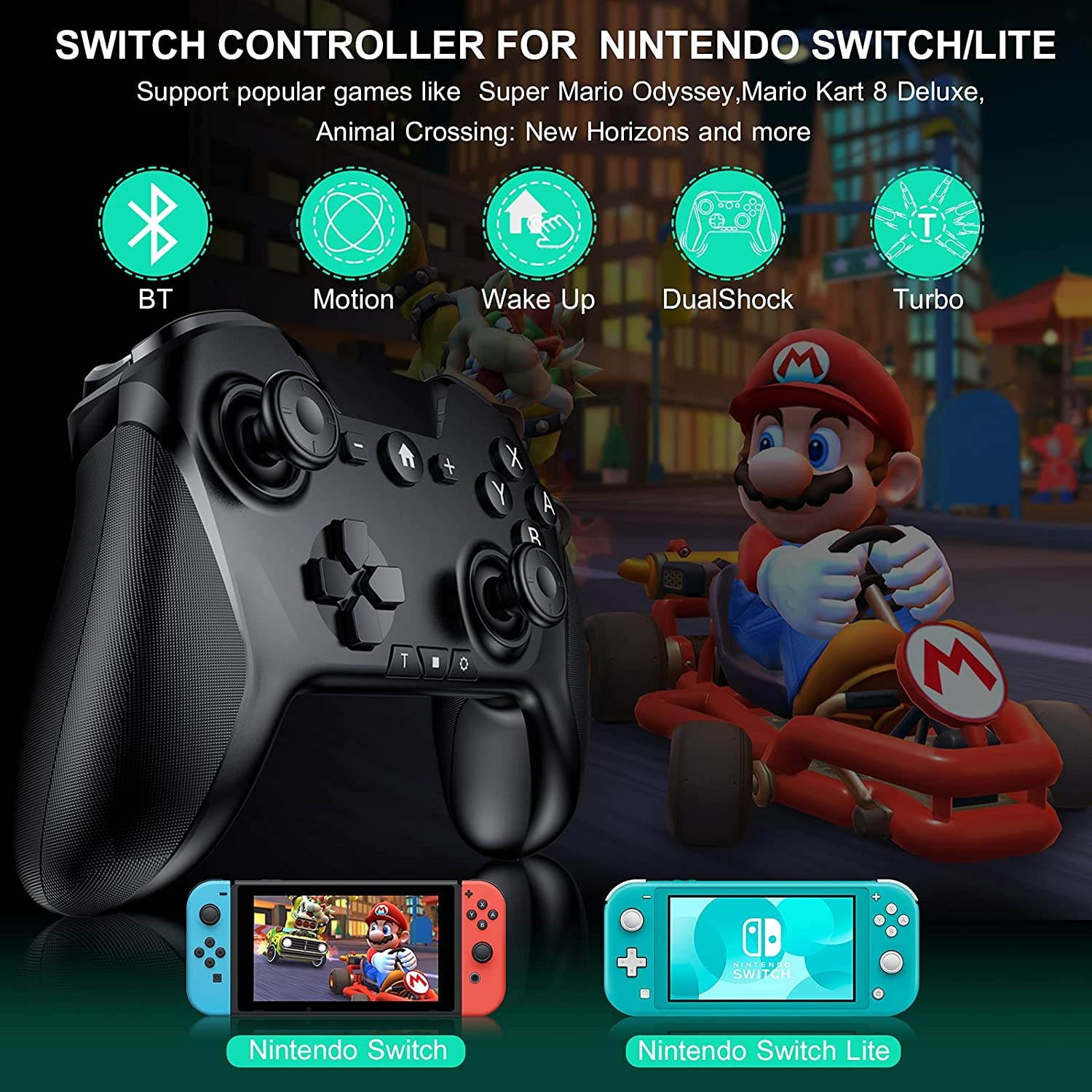 DESFLOW Wireless Controller for Switch/Switch Lite Professional Controller Remote Gamepad Joypad Joystick for Switch Console