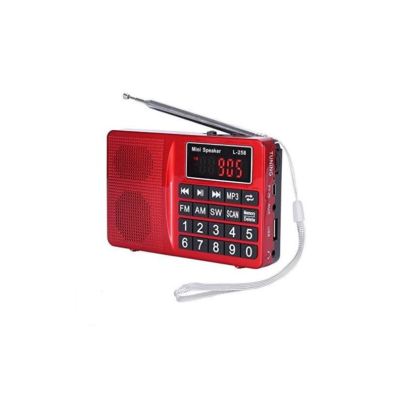 Portable Mini AM FM Radio Clear Speaker Music Player L258 Red