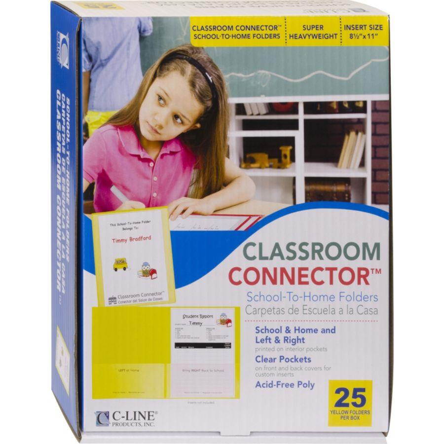 C-Line Classroom Connector Folders 9"x11-3/4" 25/BX Yellow 32006