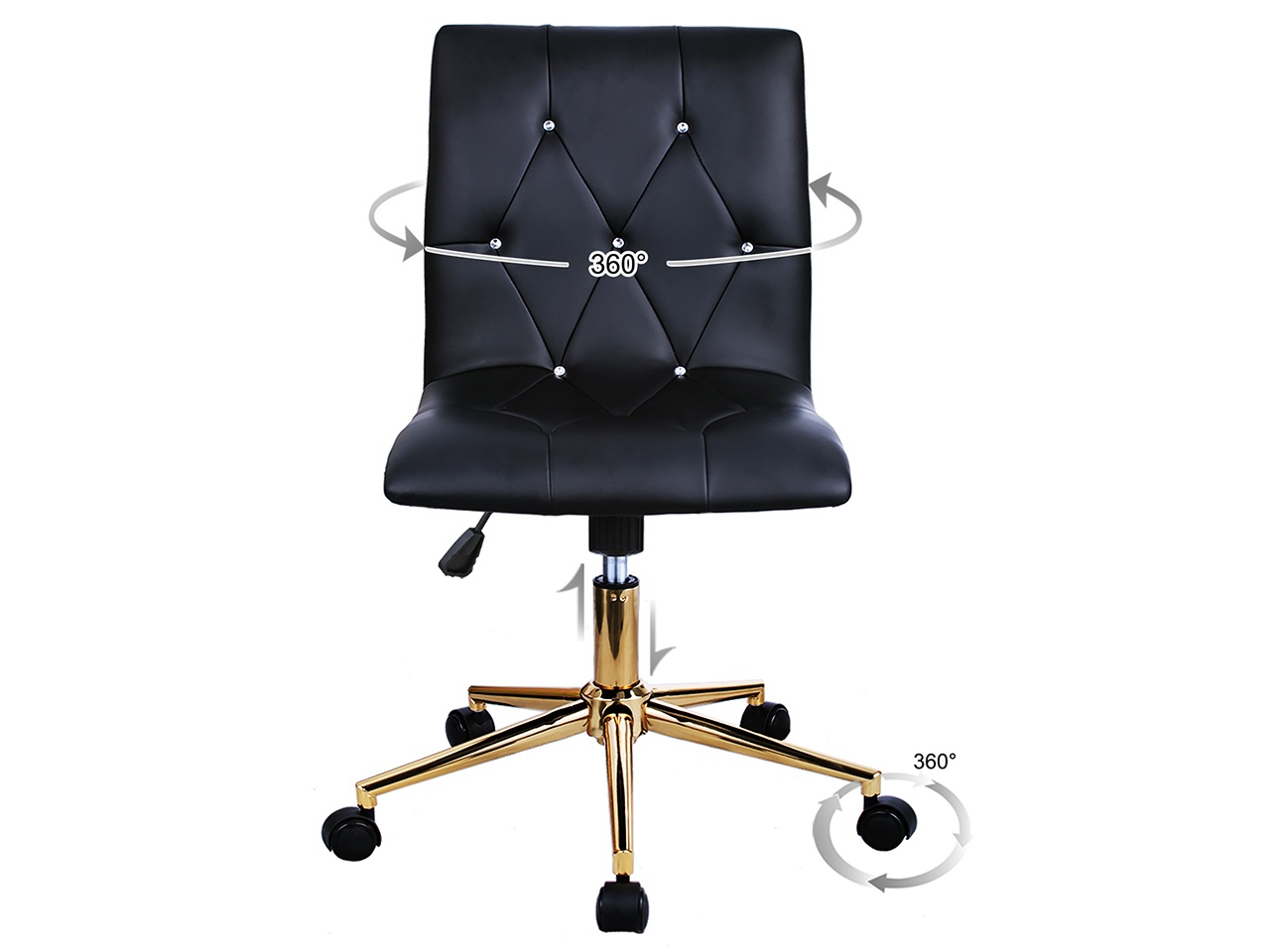 Swivel Height Adjustable Task Chair Armless PU Leather Tufted Office Chair