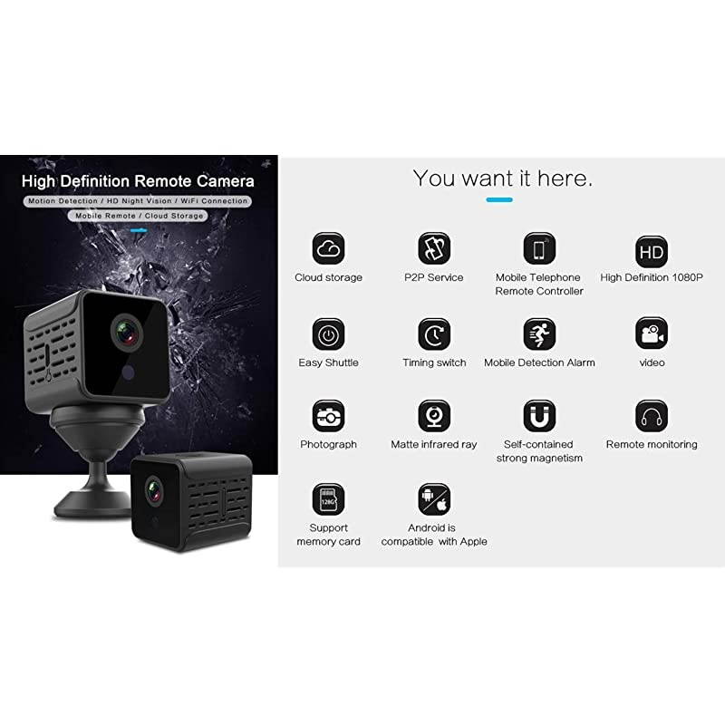 Mini WiFi Camera Small Home Security Wireless Camera Nanny Cam Super Night Vision Motion Detection Crisp 1080P HD Live Streaming Indoor amp Outdoor Portable Tiny Cam with Android iOS App