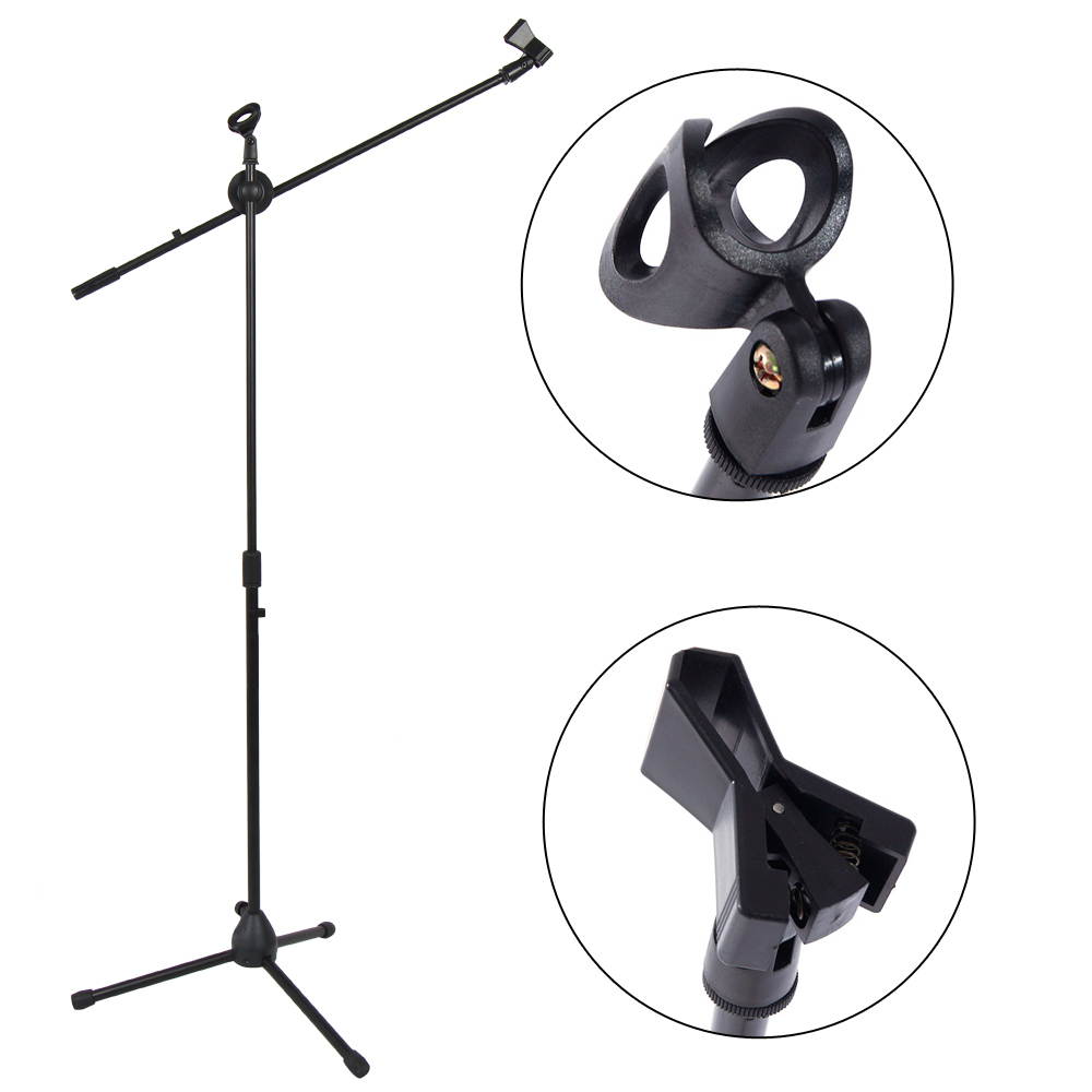 New Glarry Folding Type Tripod Microphone Boom Mic Stand Metal