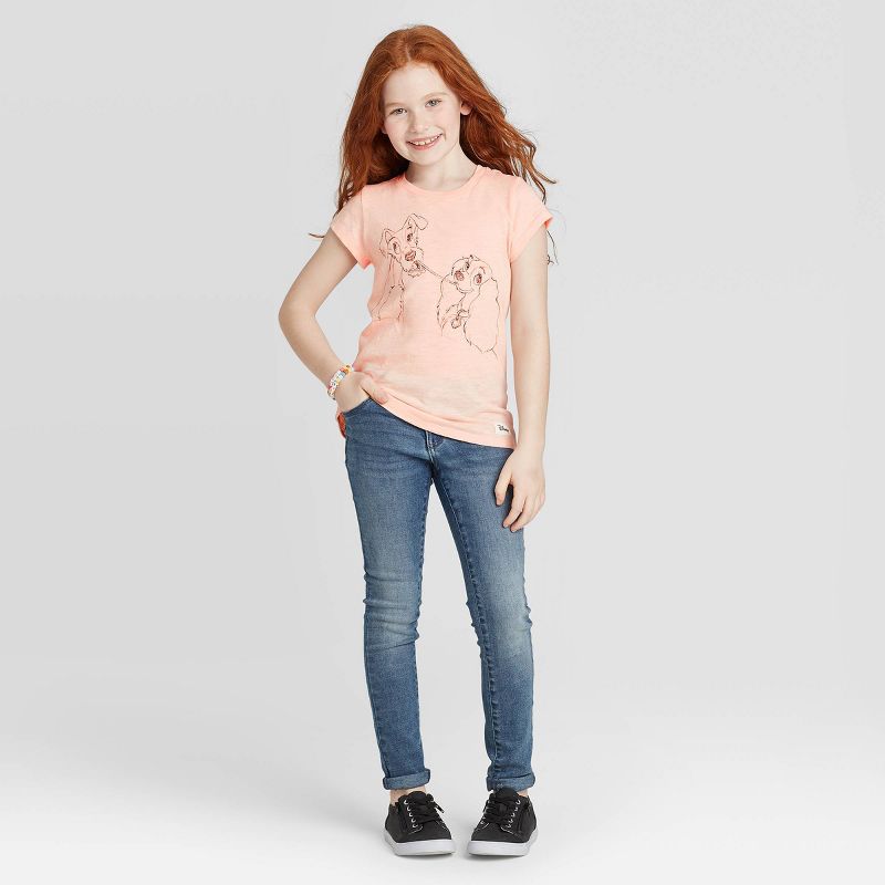 Girls' Lady And The Tramp Graphic T-Shirt - Blush Pink XS