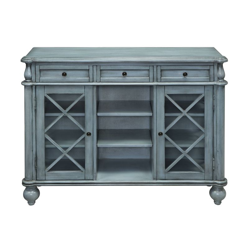 Mabry Mill 3 Drawer 2 Door Credenza Blue - Treasure Trove Accents