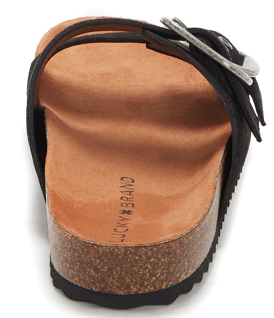 Lucky Brand Mella Leather Double Strap Footbed Slides