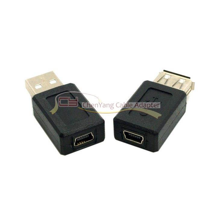 2pcs USB 2.0 A Type Male to Mini USB 5p Female & USB Female to 5p Female Adapter