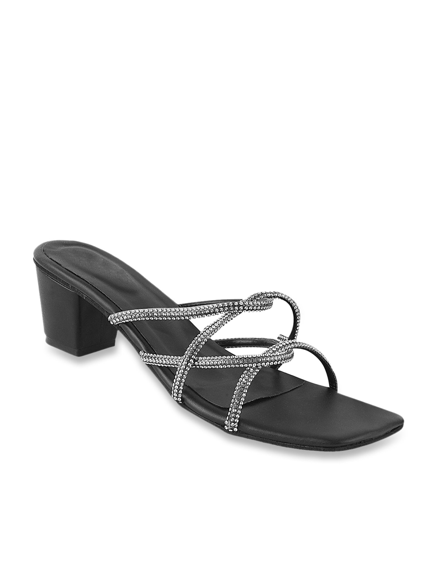 The White Pole Women's Black Casual Sandals