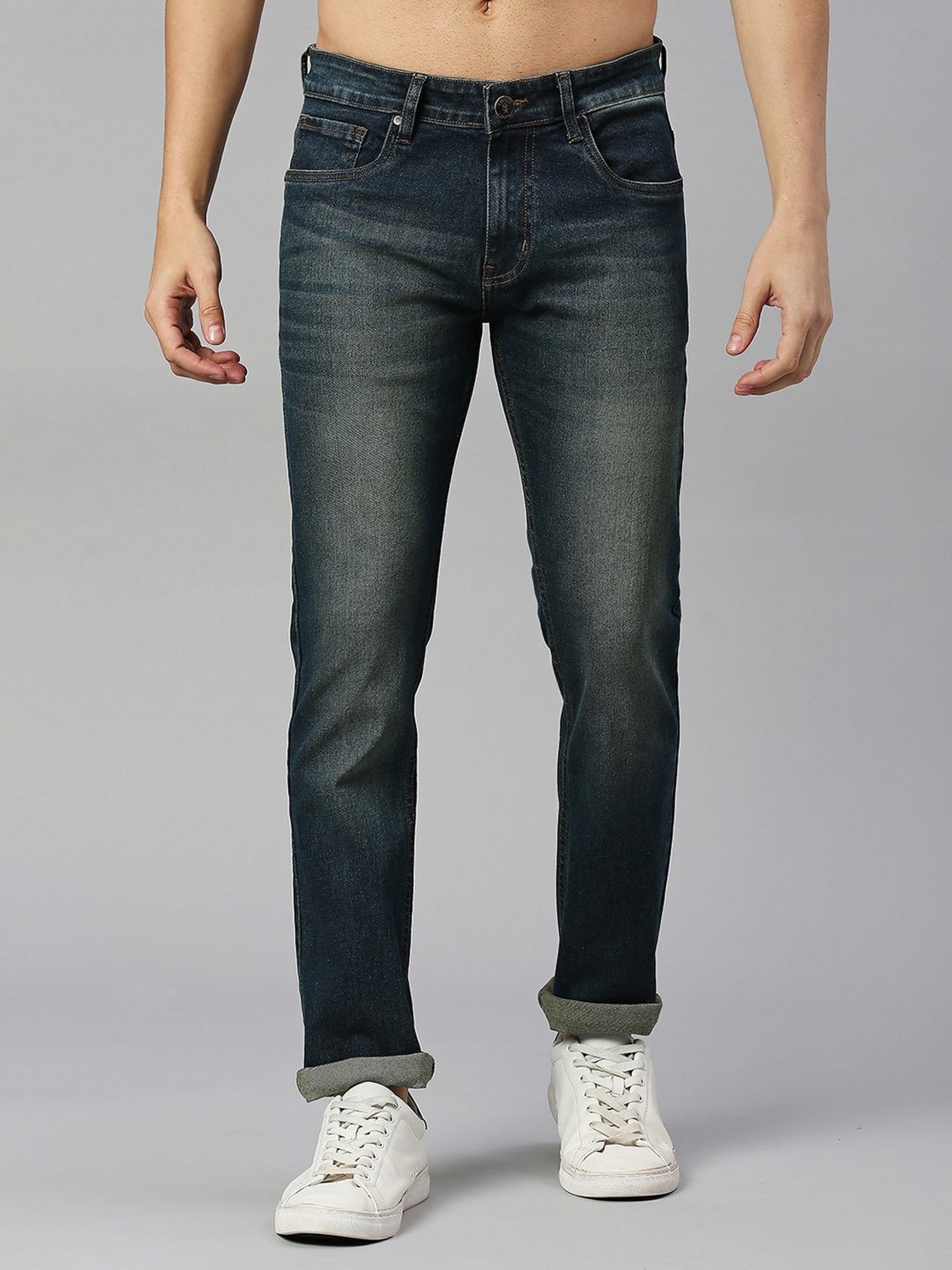 Thomas Scott Dark Blue Slim Fit Heavily Washed Jeans