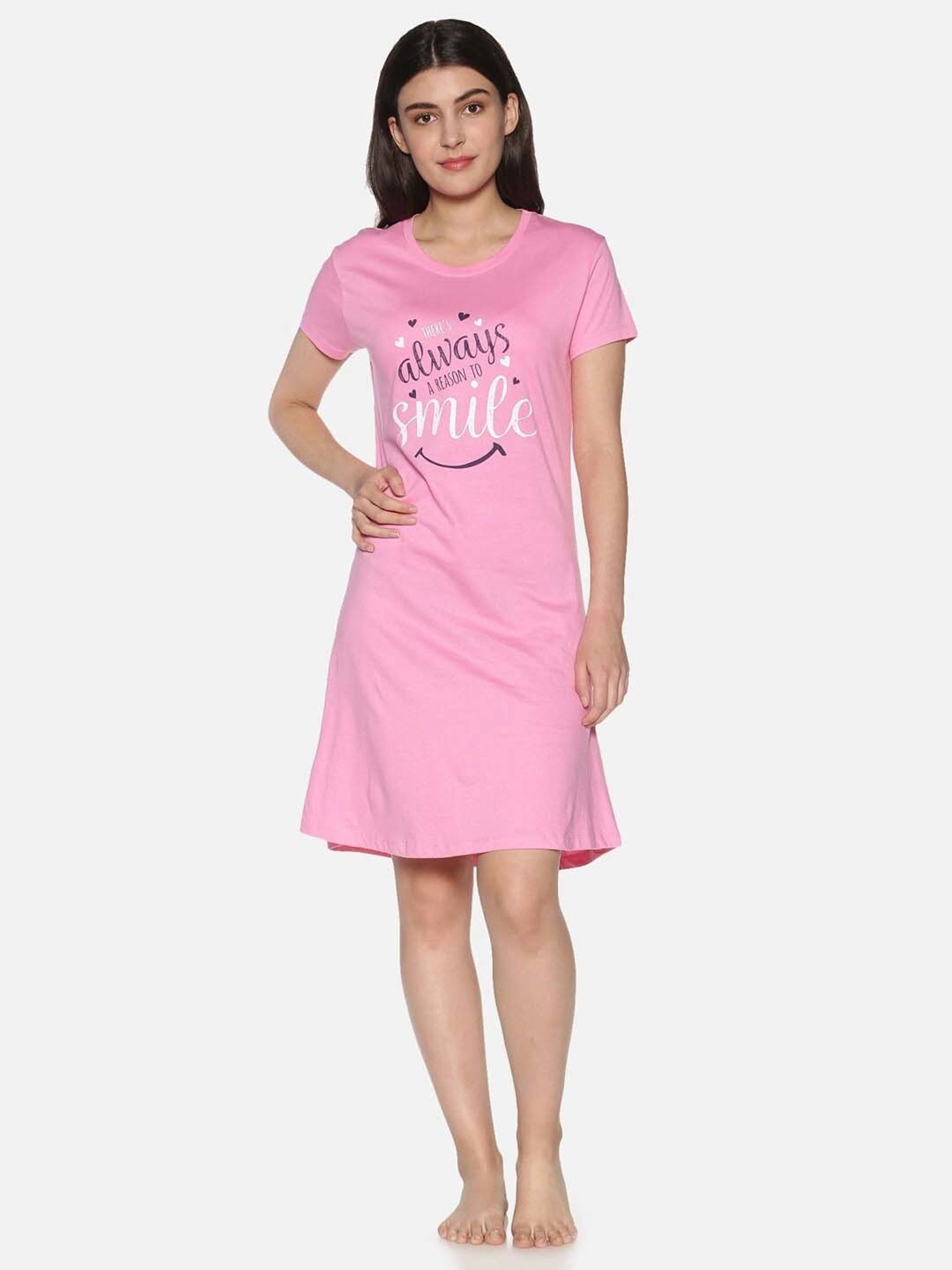 TWIN BIRDS Pink Printed Sleep Tee