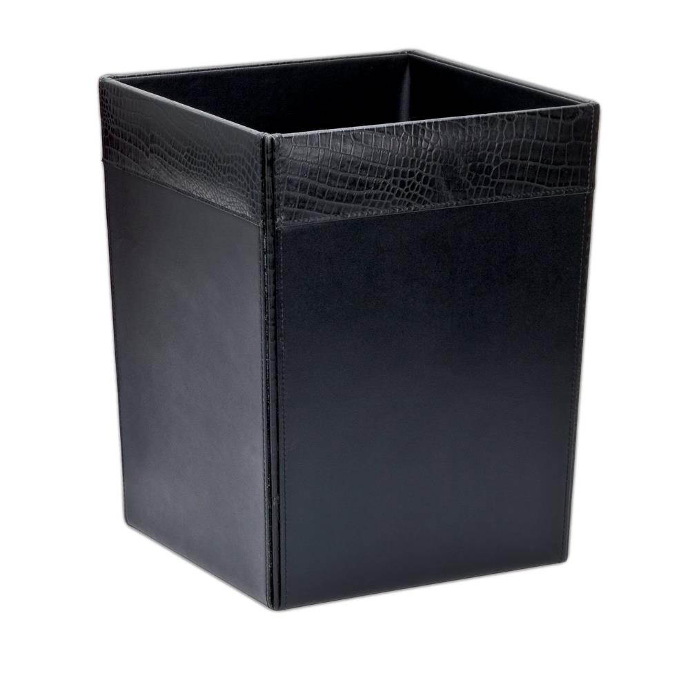 A2203 9 1/2 x 9 1/2 x 12 Square Waste Basket Crocodile Embossed Leather