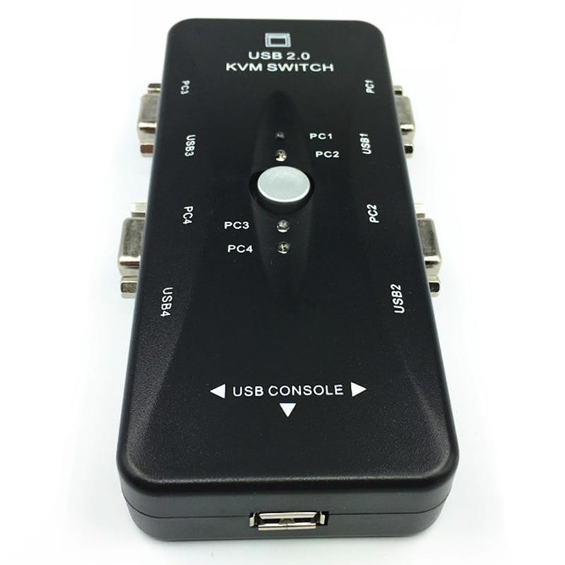 4 Port PC Keyboard Mouse VGA Switch USB VGA SVGA BOX Printer Keyboard Black