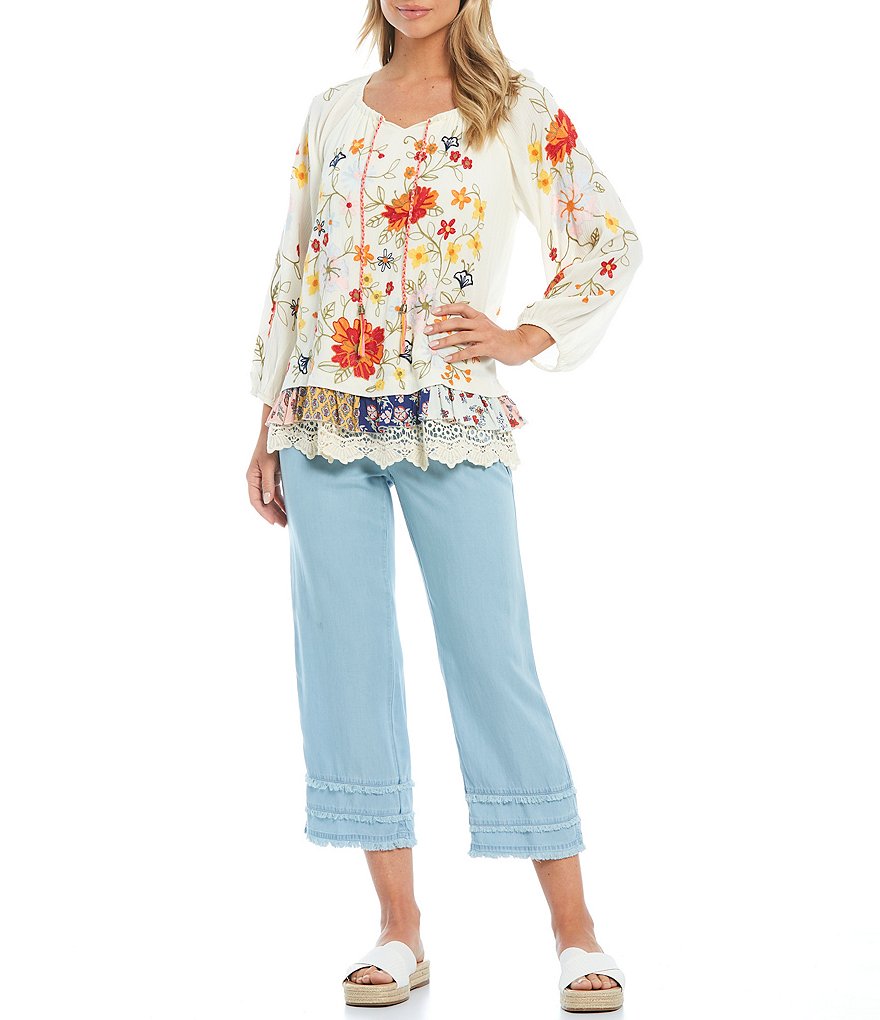 John Mark Chambray Pull-On Tie Waist Cargo Pocket Pants