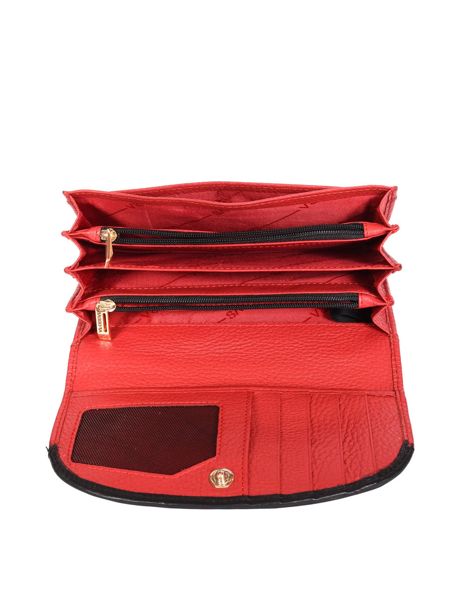 SASSORA Red & Black Solid Rfid Wallet for Women