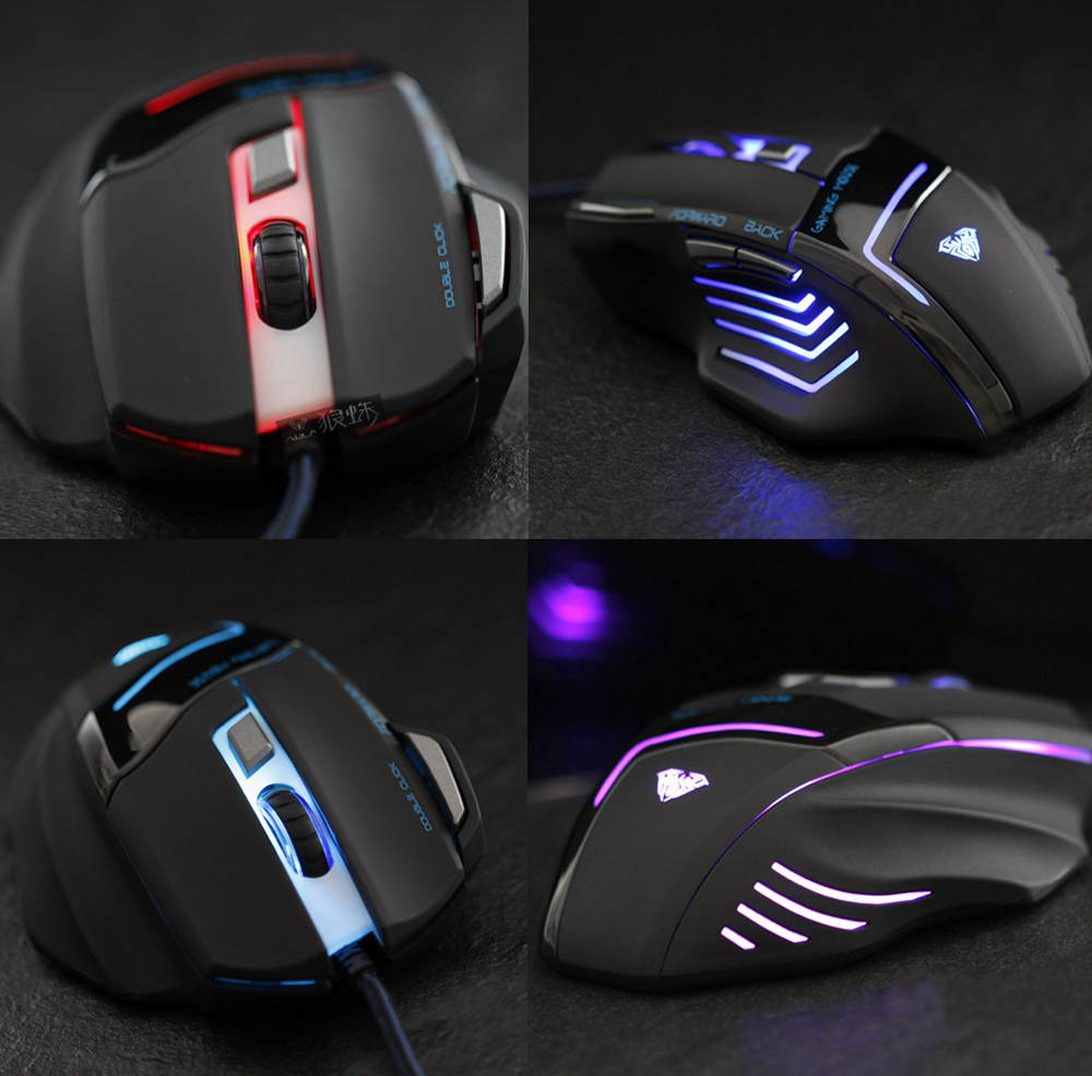 A-jazz 8D 2000DPI AULA Ghost Shark Firepower 7 Buttons USB Optical High-End Professional Gaming Mouse