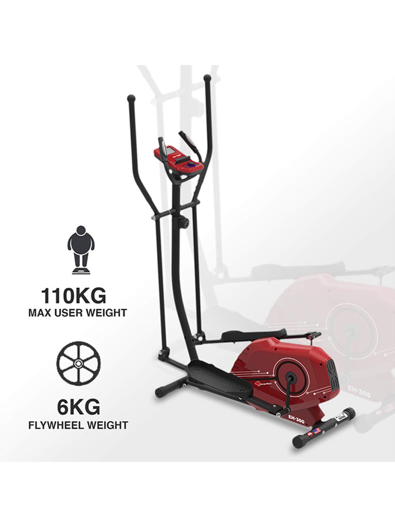 PowerMax Fitness EH-300 Elliptical Trainer (Red)