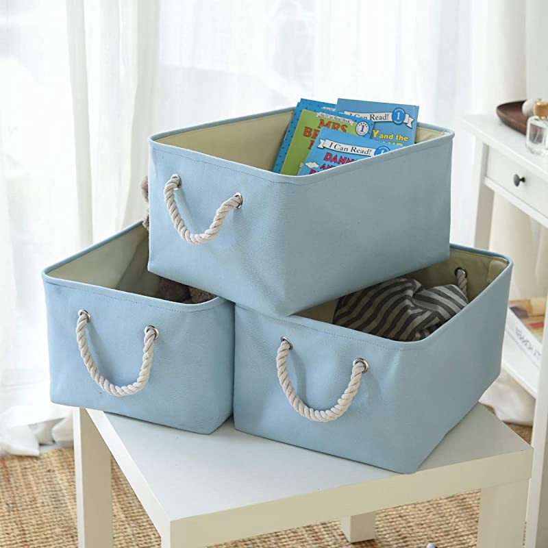 Storage Baskets3Pack Basket for Organizing Fabric Storage Baskets Dog Toy Baskets Clothes Baskets Rectangle Storage Organizer Decorative Baskets Storage for Nursery ToysTowelsClothes