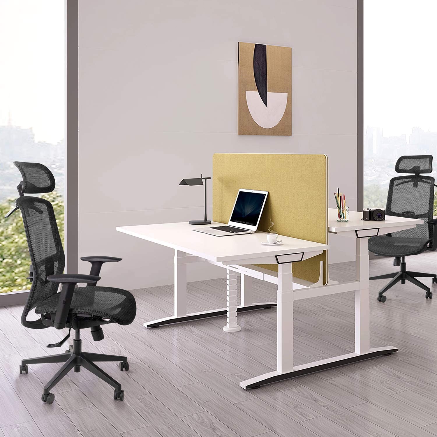 Furmax Ergonomic Office Chair Executive Chair with Mesh Seat High Back Computer Desk Chair with Adjustable Headrest Lumbar Support Armrest Rolling Task Chair with Clothes Hanger (Black)