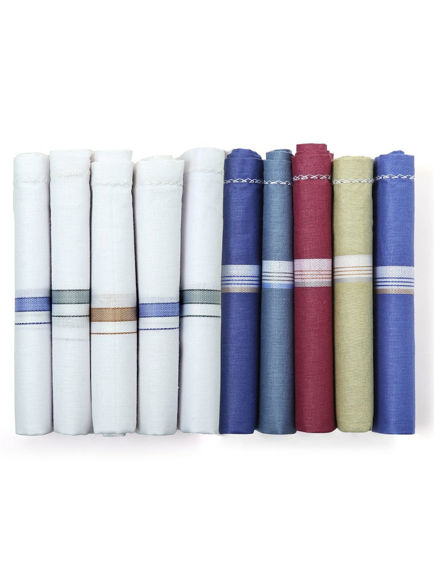 Crusset Multicolor Cotton Handkerchief - Pack of 10
