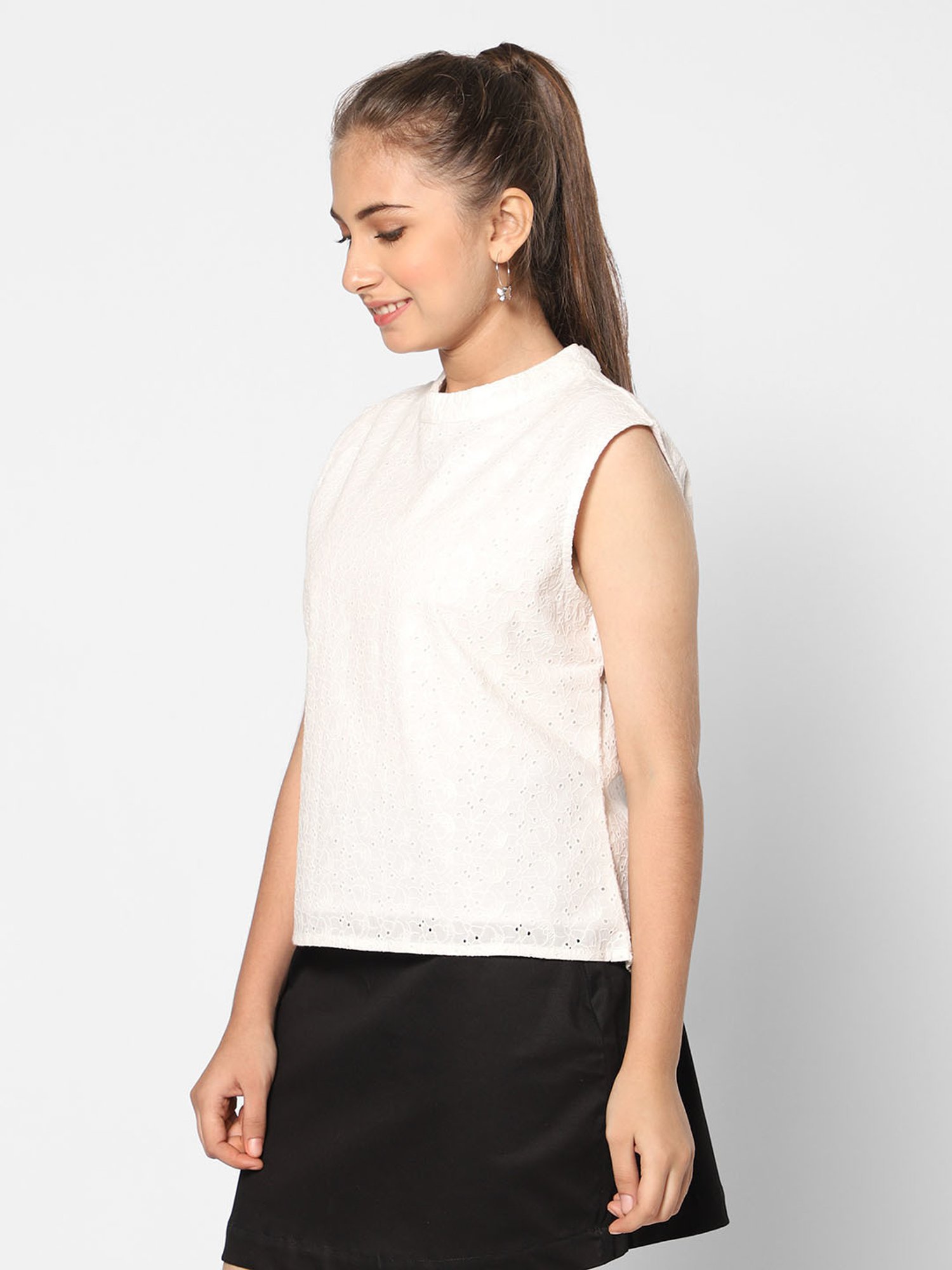 TeenTrums Girls White Solid Top