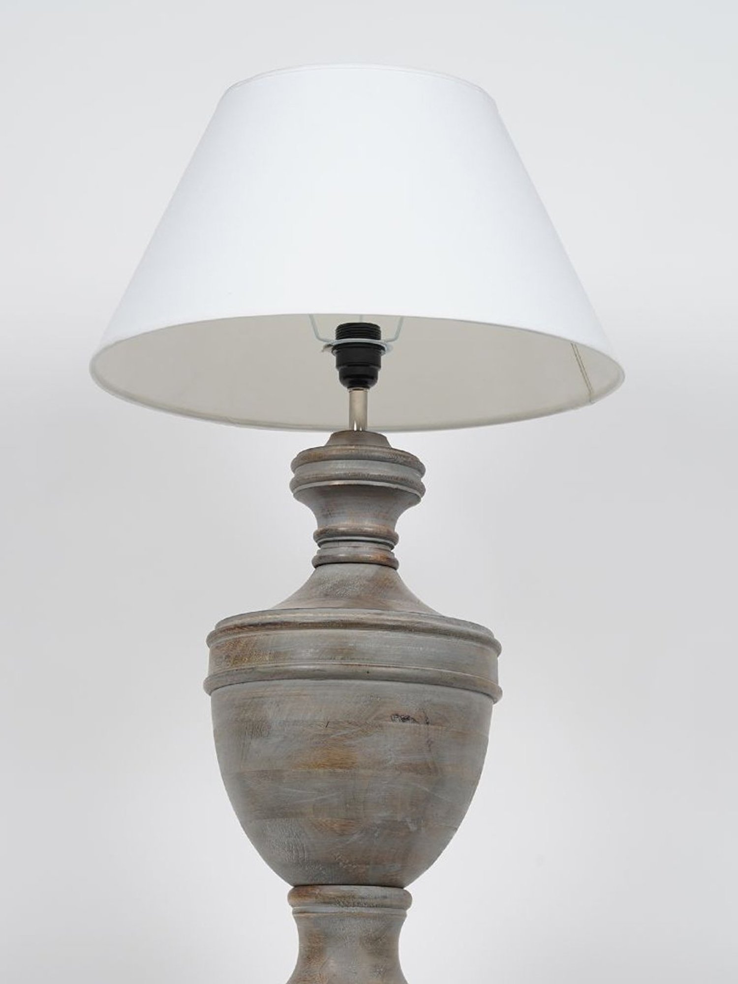 Kapoor Lamp Shades Grey & White Wood Son Cotton Shade Table Lamp