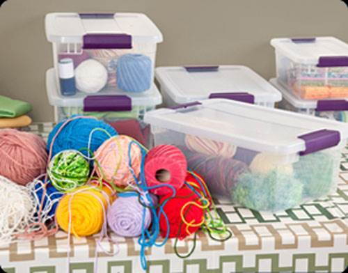 Sterilite 15 Quart ClearView Latch Storage Container With Sweet Plum Handles 17