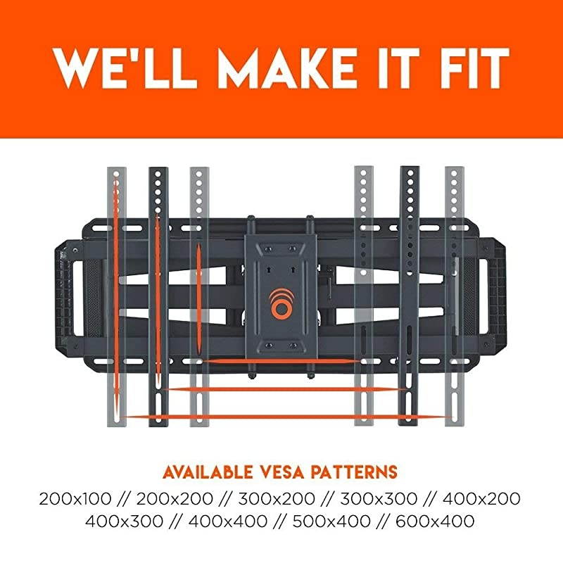 Full Motion Articulating TV Wall Mount Bracket for 42quot85quot TVs Easy to Install On 16quot 18quot or 24quot Studs and Features Smooth Articulation Swivel Tilt EGLF2