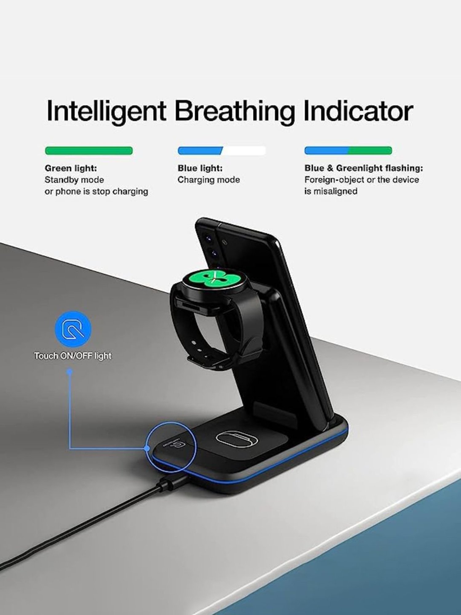 UNIGEN Unidock 350 23W Foldable Wireless Charging Station With QC 18W Adapter (Black)