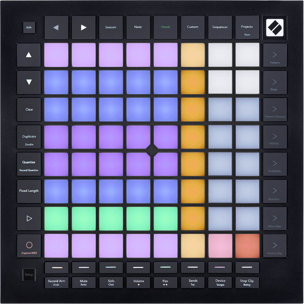 Novation Launchpad Pro MK3 MIDI Grid Instrument Controller with HPC-A30 Studio Headphones & 2x MIDI Cable Bundle
