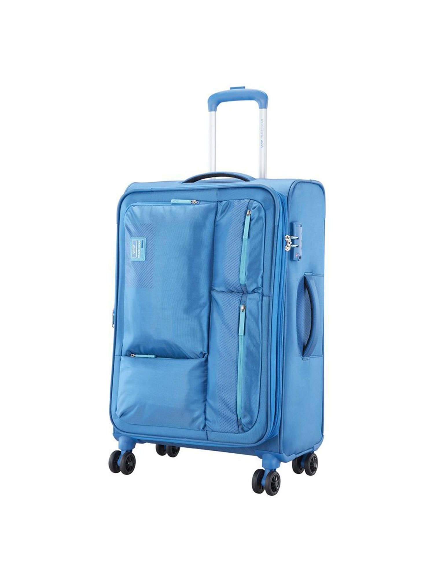 VIP Adept Blue Solid Soft Medium Trolley Bag - 33 cm