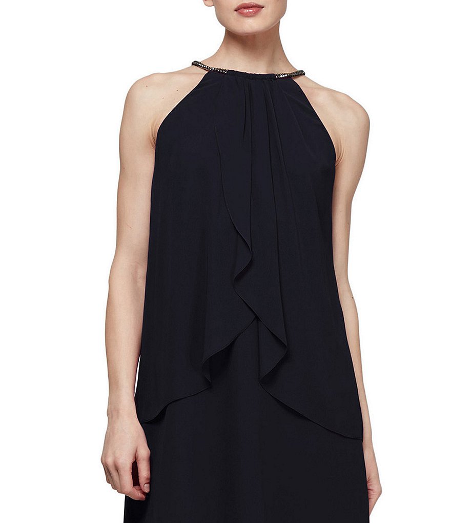 Ignite Evenings Sleeveless Halter Neck Embellished Dress