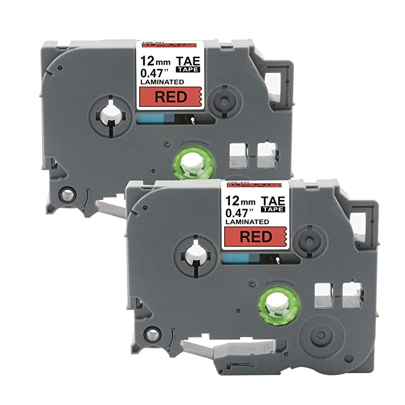 Compatible Lable Tape Replacement for Brother Red P Touch Tape TZe431 TZe431 Laminated 12mm 047 Inch Black on Red Work for Brother PTD210 PTD600 PTH100 12 in x 262 Ft 2Pack